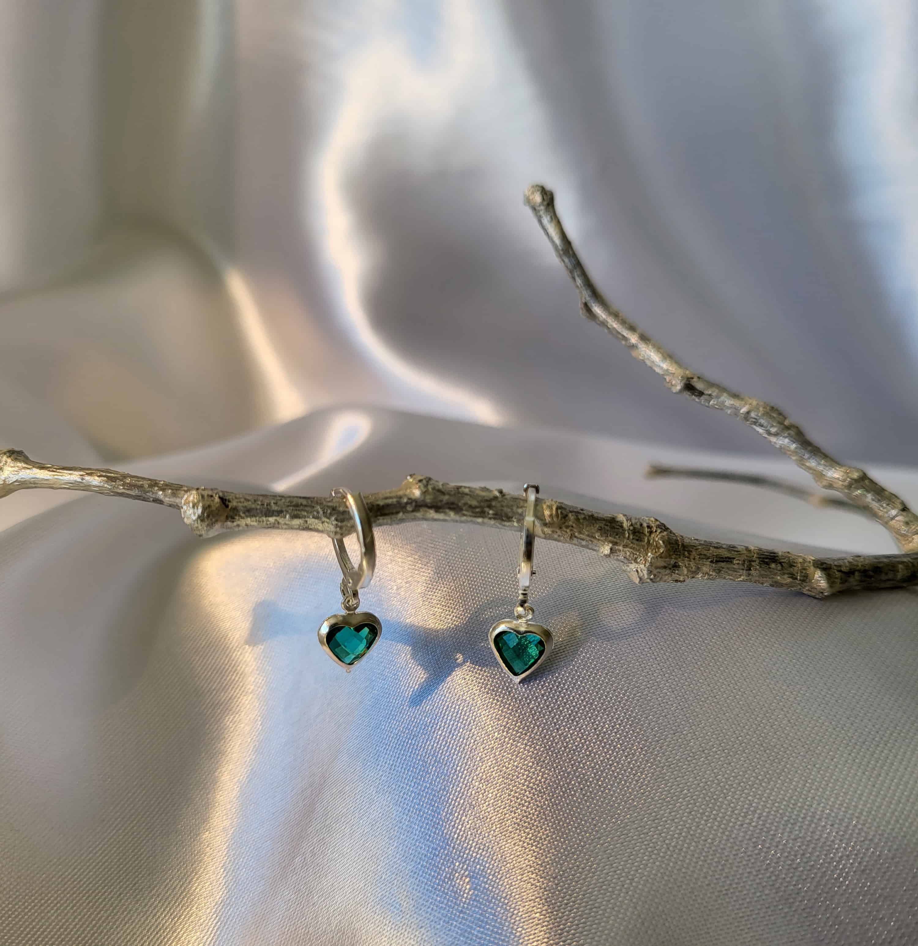 Emerald Heart Earrings