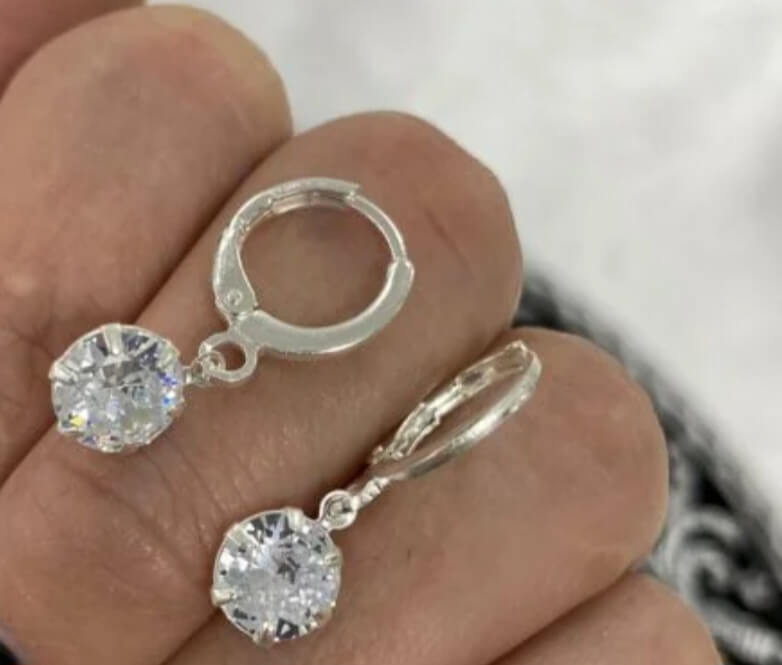 Silver Crystal Drop Earrings
