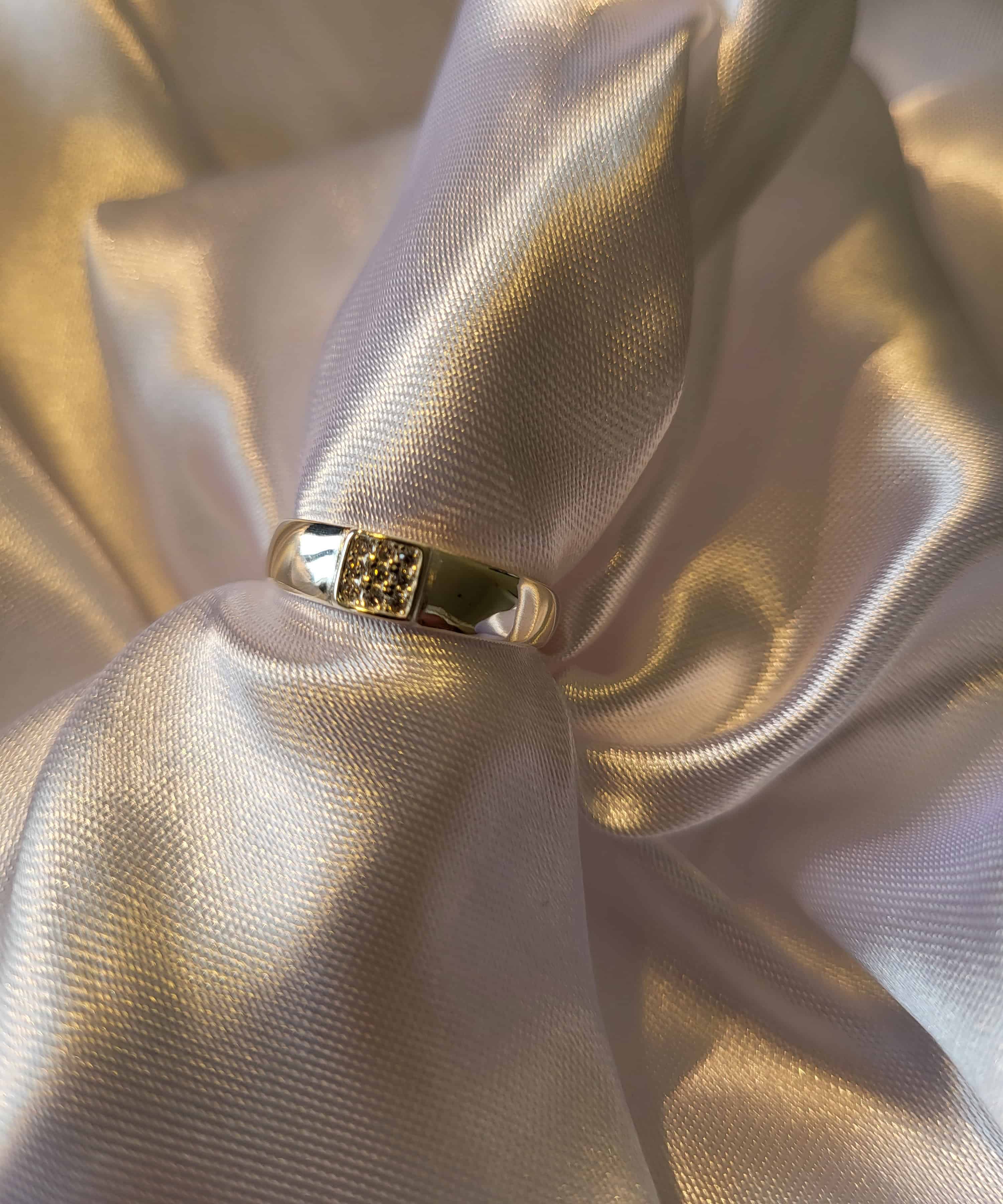 Solid Center Square Silver Ring
