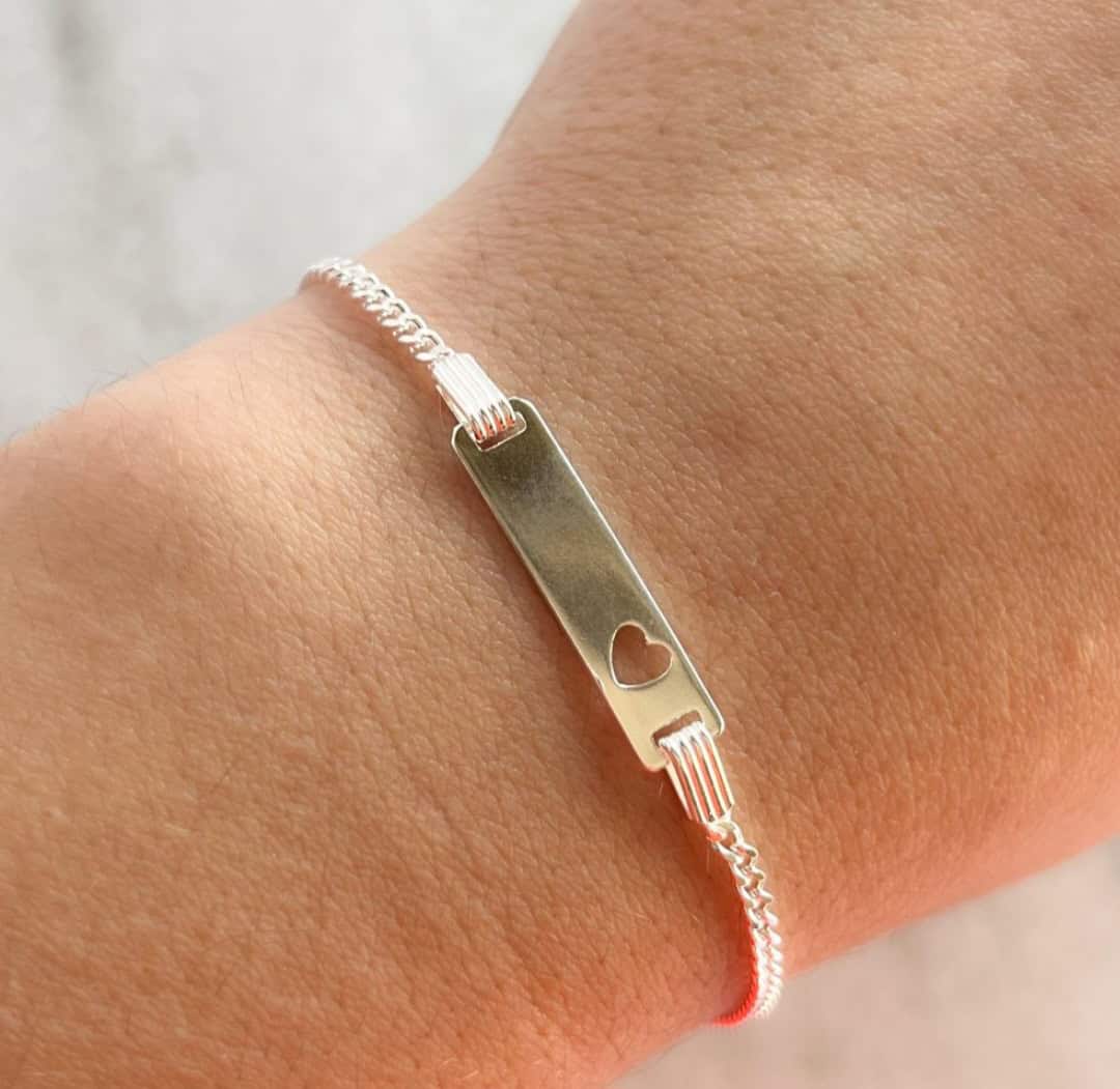 Silver Heart ID Bracelet