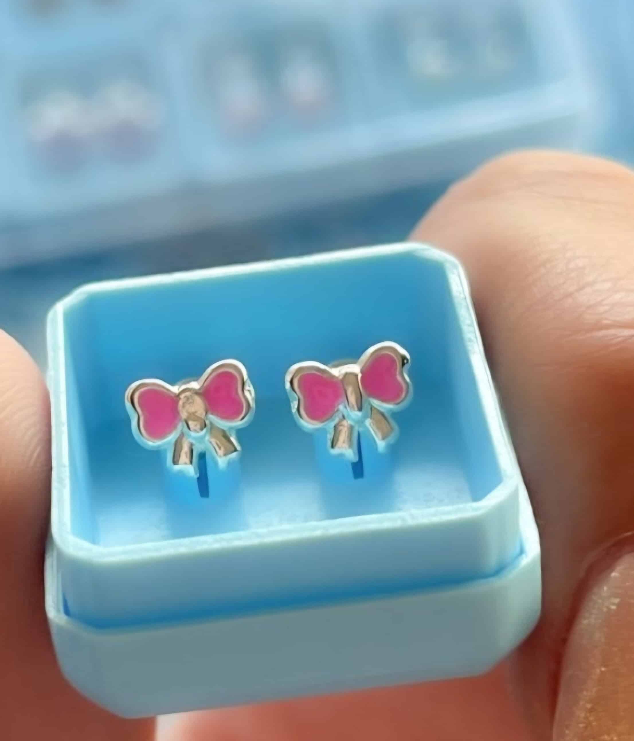 Pink Bow Stud Earrings