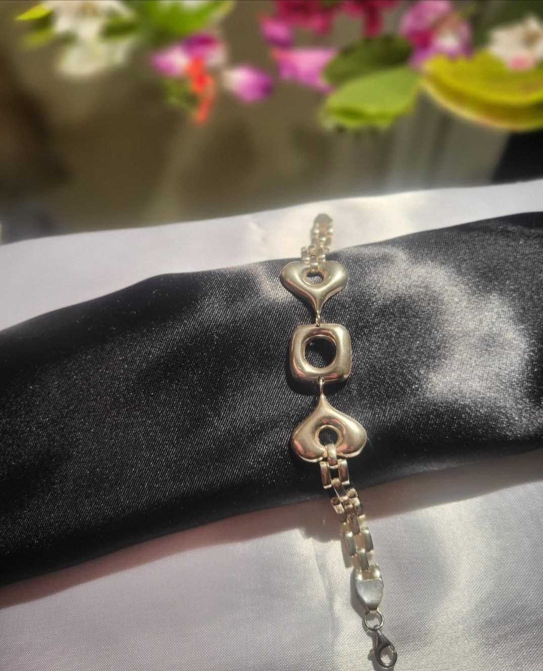 Silver Heart Link Bracelet
