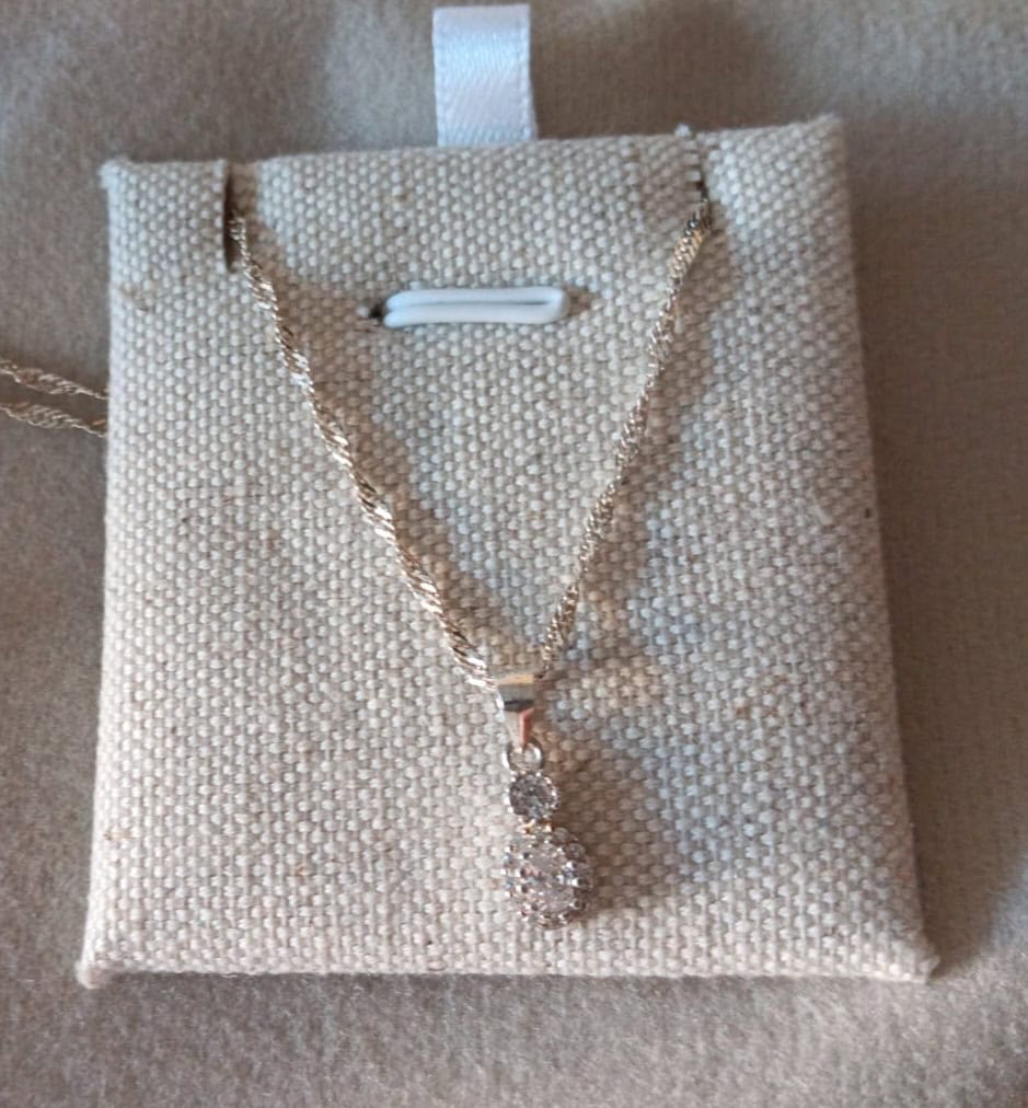 Elegant Silver & Crystal Pendant Necklace w/ Earrings