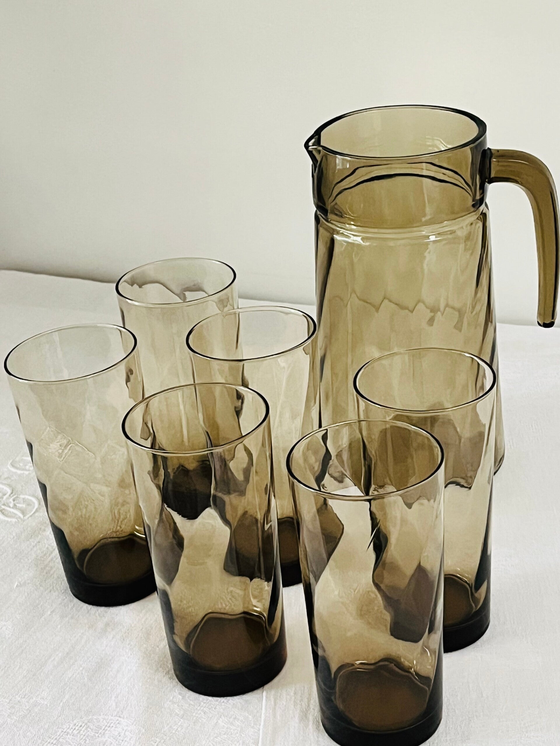 Service à orangeade et à eau en verre fumé