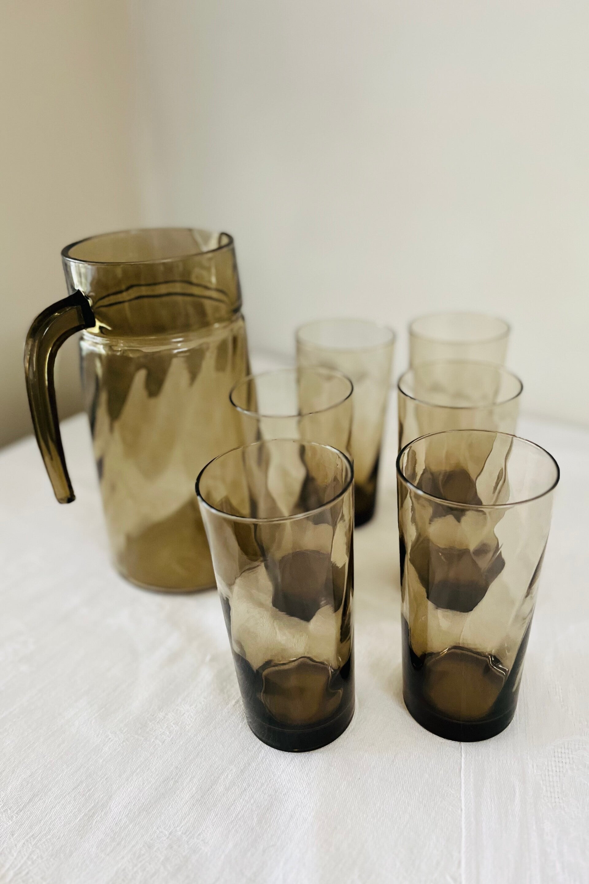 Service à orangeade et à eau en verre fumé