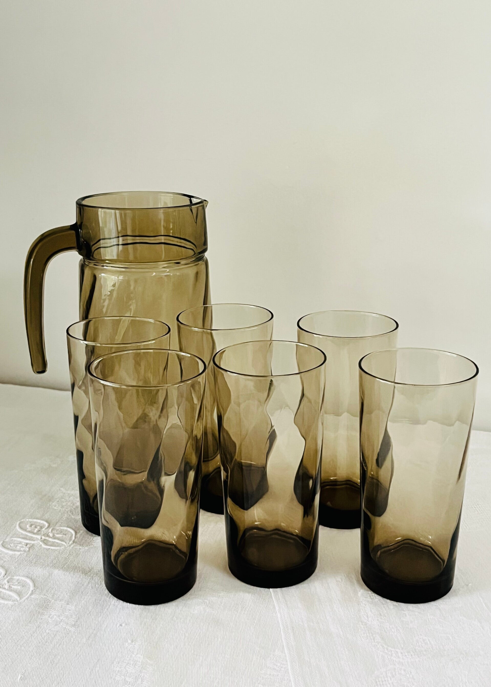 Service à orangeade et à eau en verre fumé