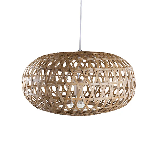 Lampara Donut en rattan natural