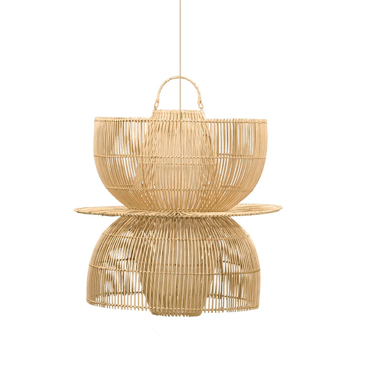 Lampara Bunga en rattan natural