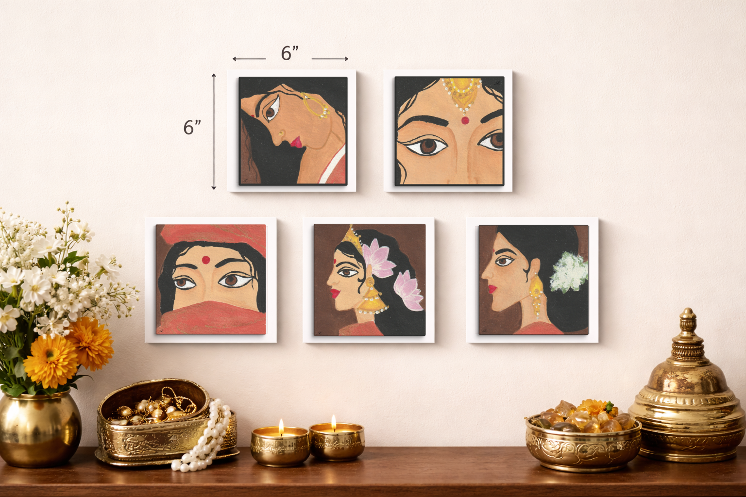 Padma - Woman Portrait - 6"x6" Print on Canvas
