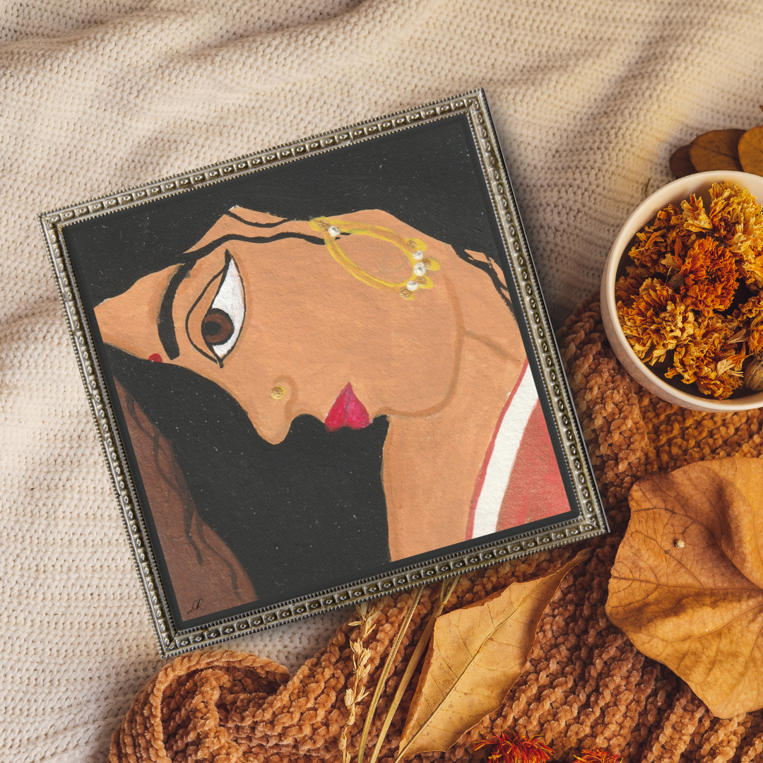 Leela - Woman Portrait - 6"x6" Print on Canvas