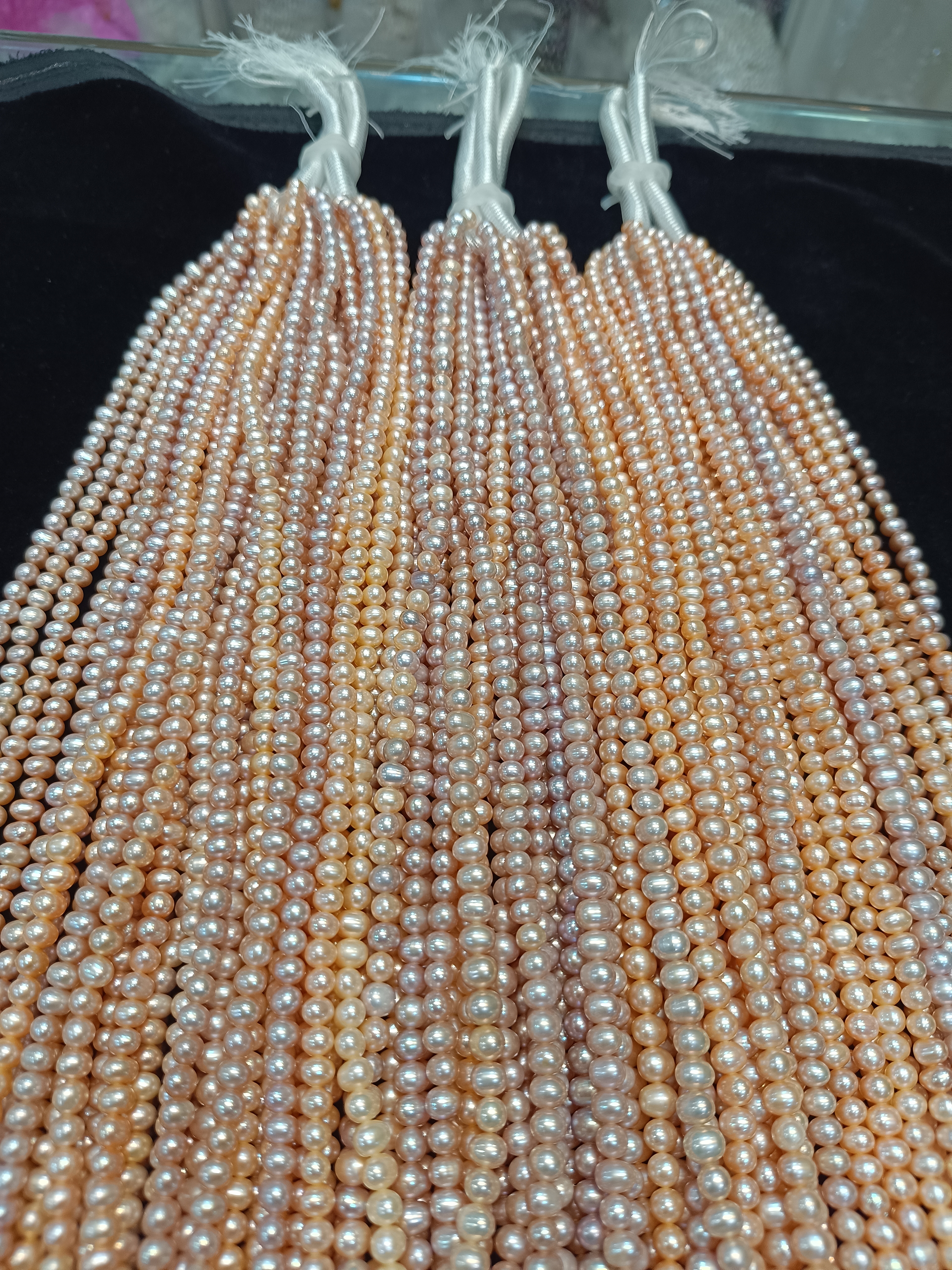 Natural pink and peach colour Round pearls