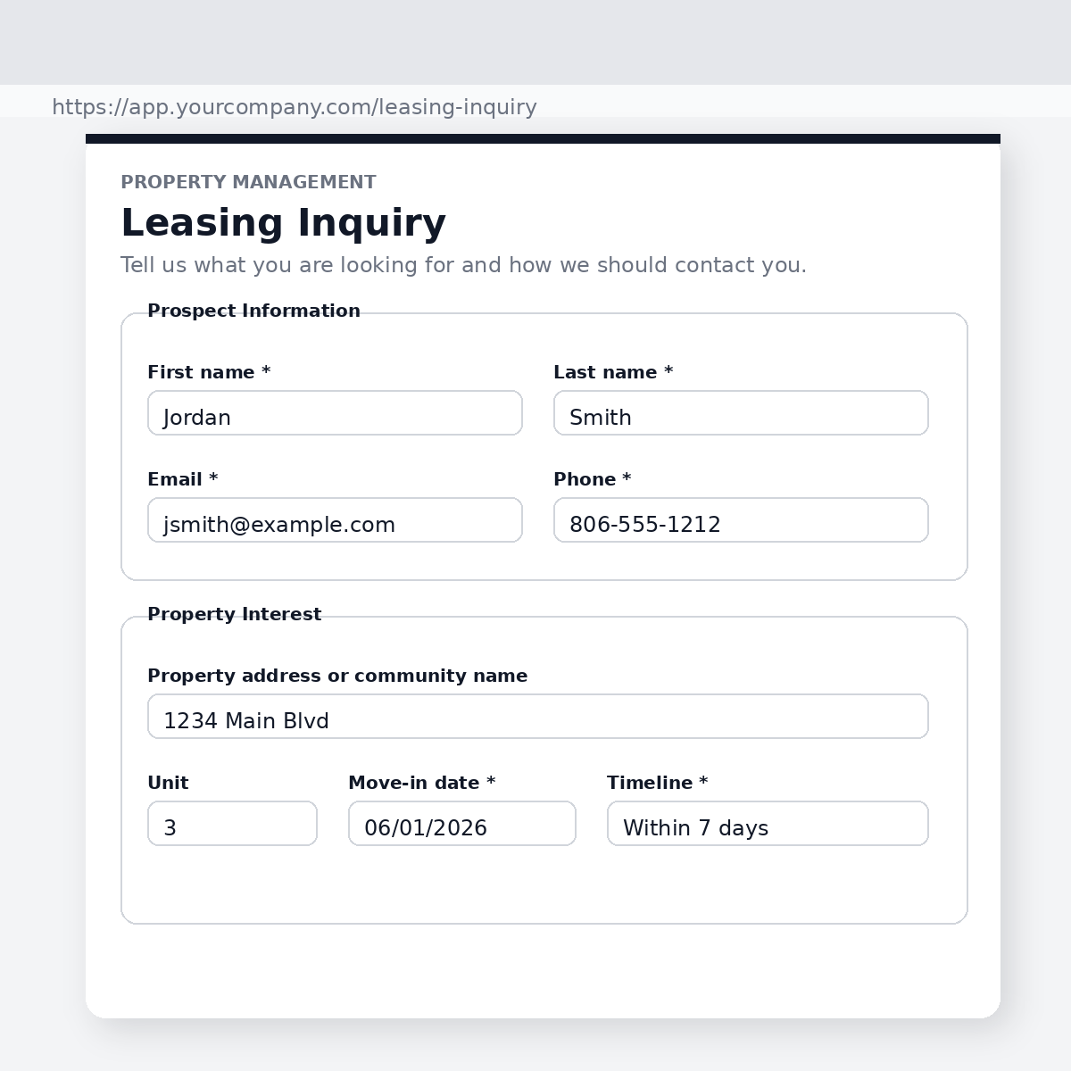 Leasing Inquiry Webform