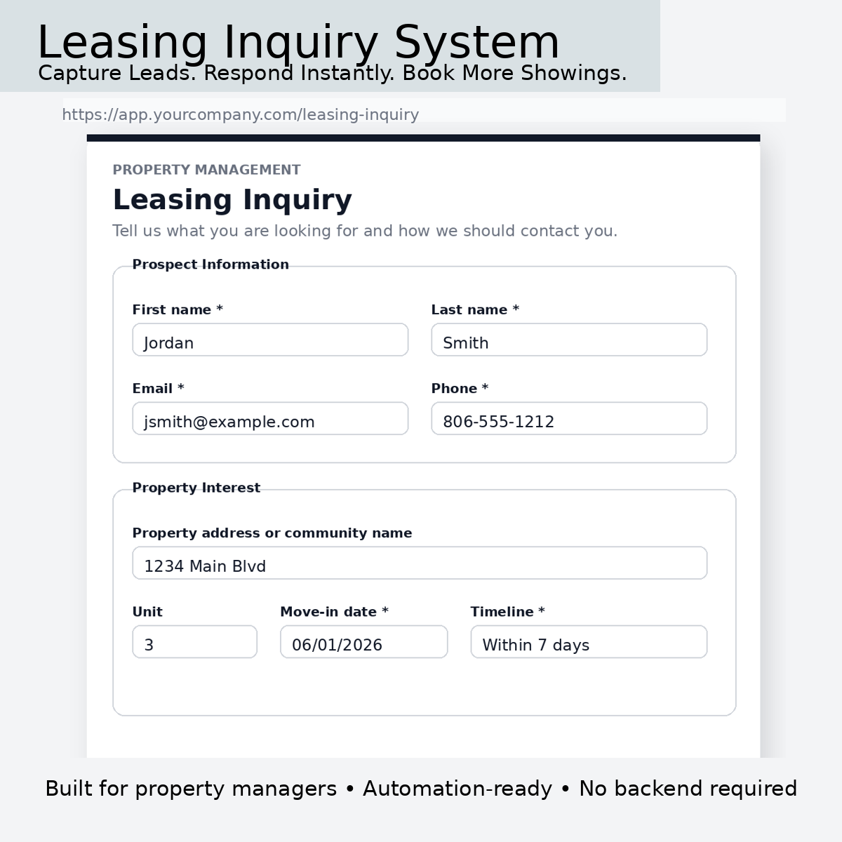 Leasing Inquiry Webform