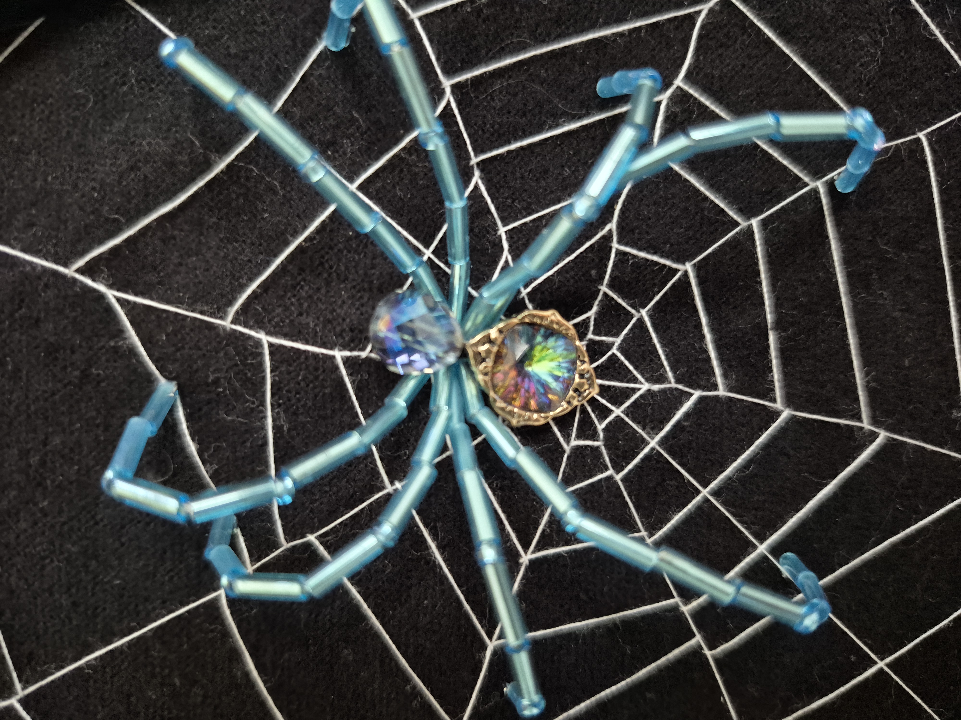 Ira Blue the beaded spider