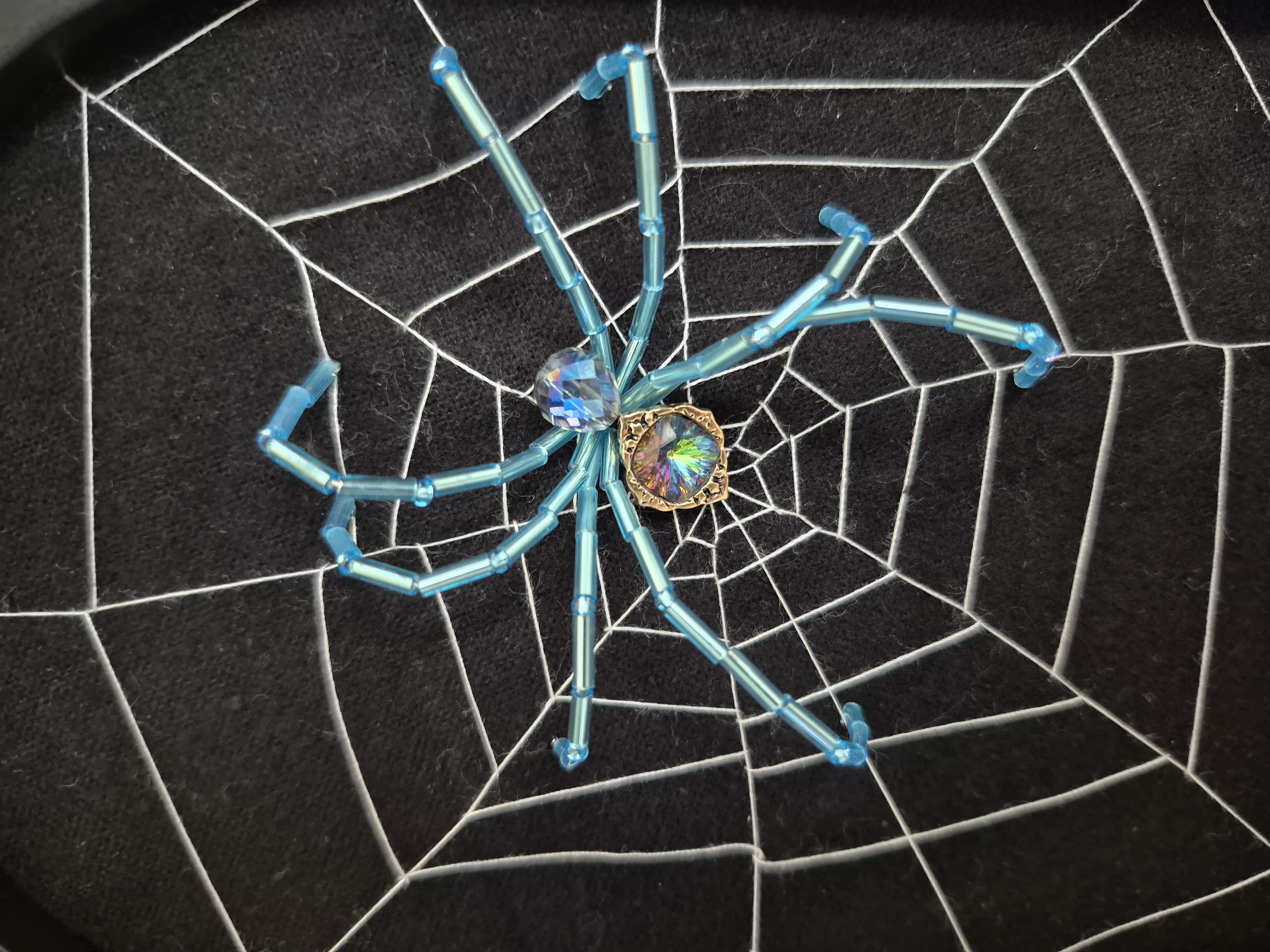 Ira Blue the beaded spider