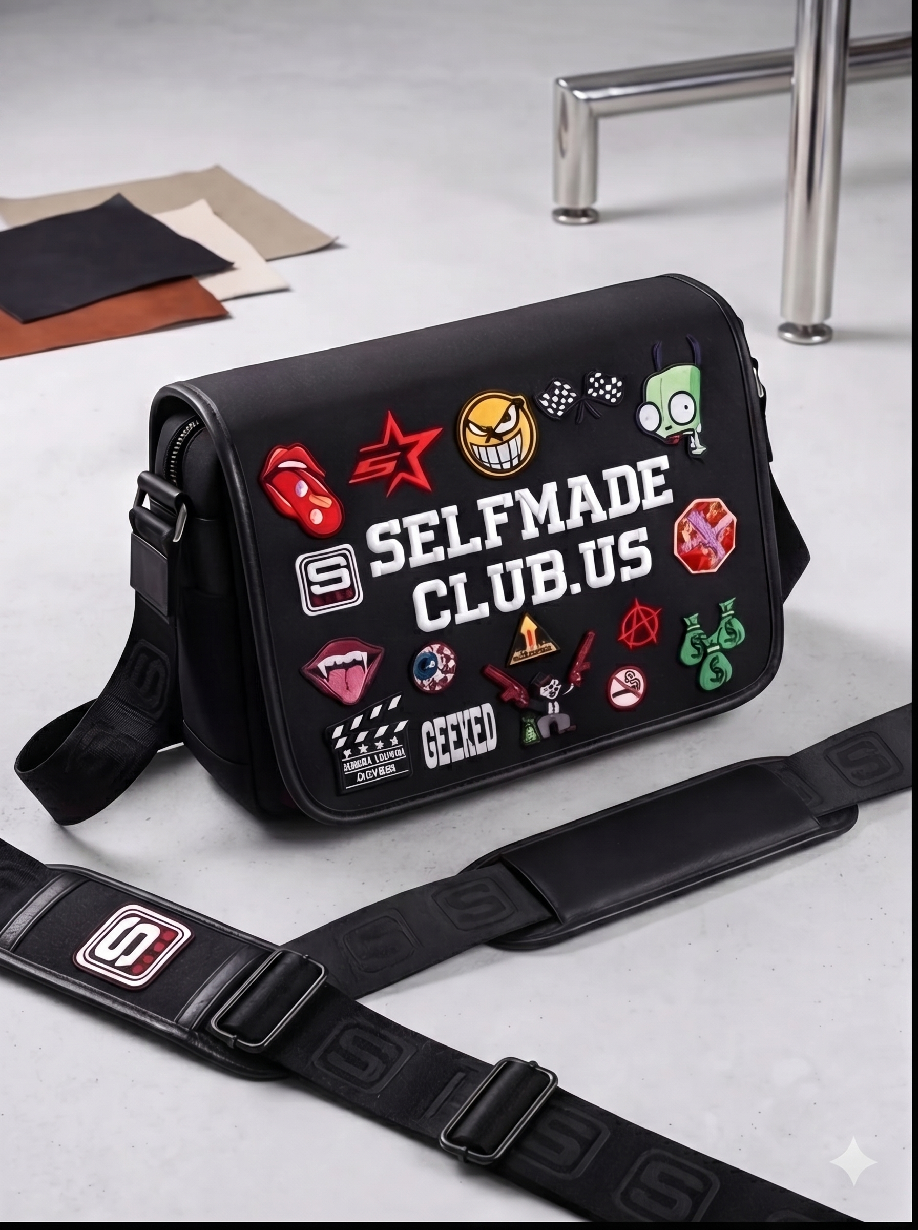 Selfmade Club Patch Messenger Bag