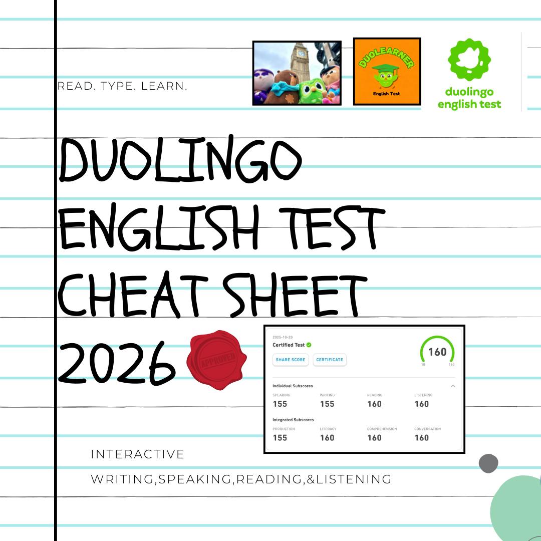 Duolingo English Test Cheat Sheet 2026