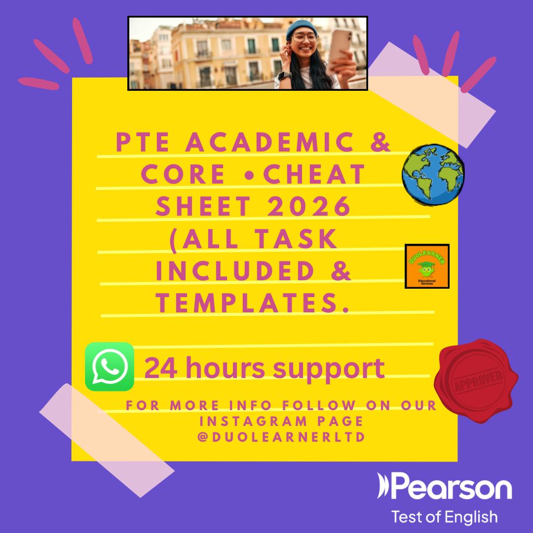PTE Academic & Core Cheat Sheet 2026