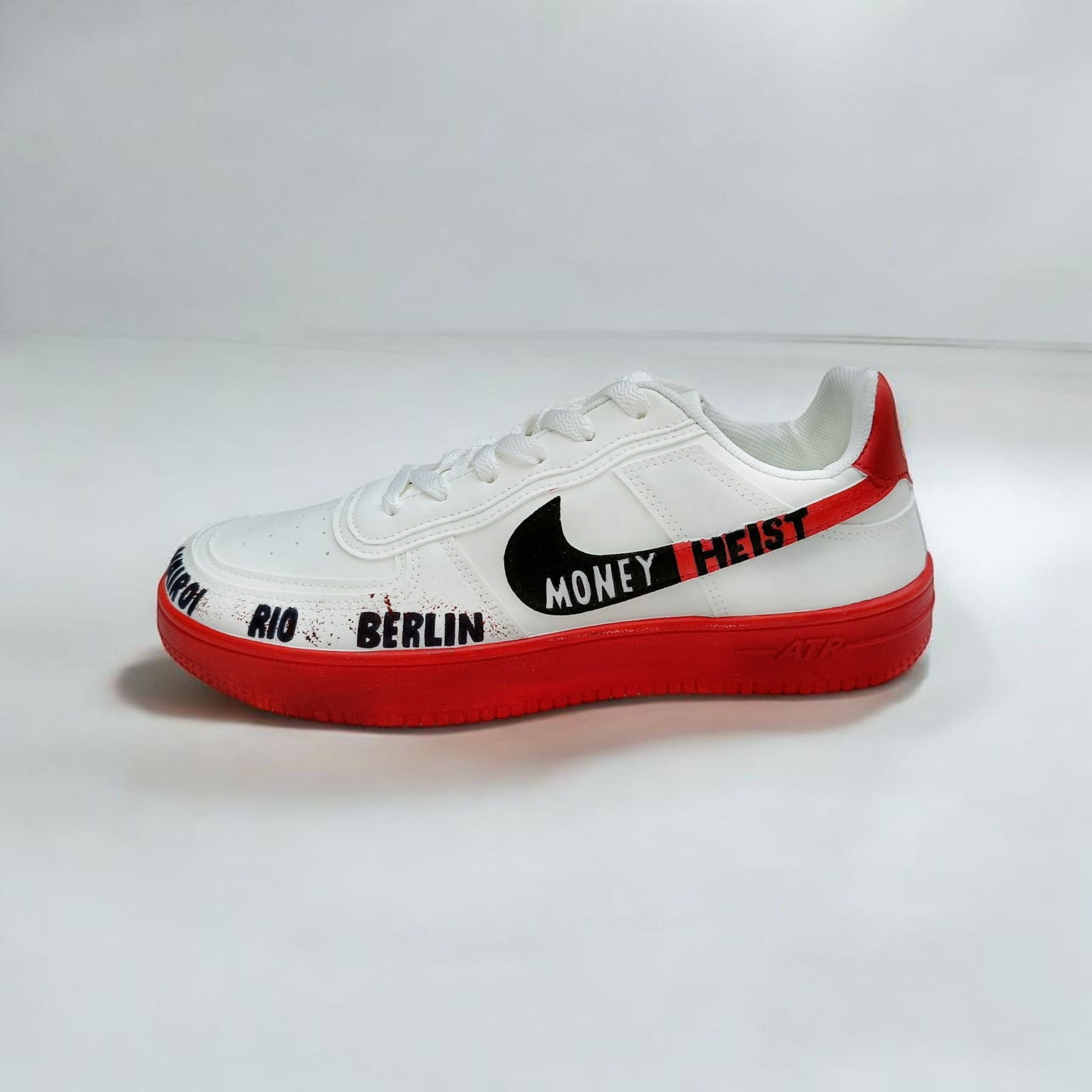 Money hiest theme hand painted sneakers