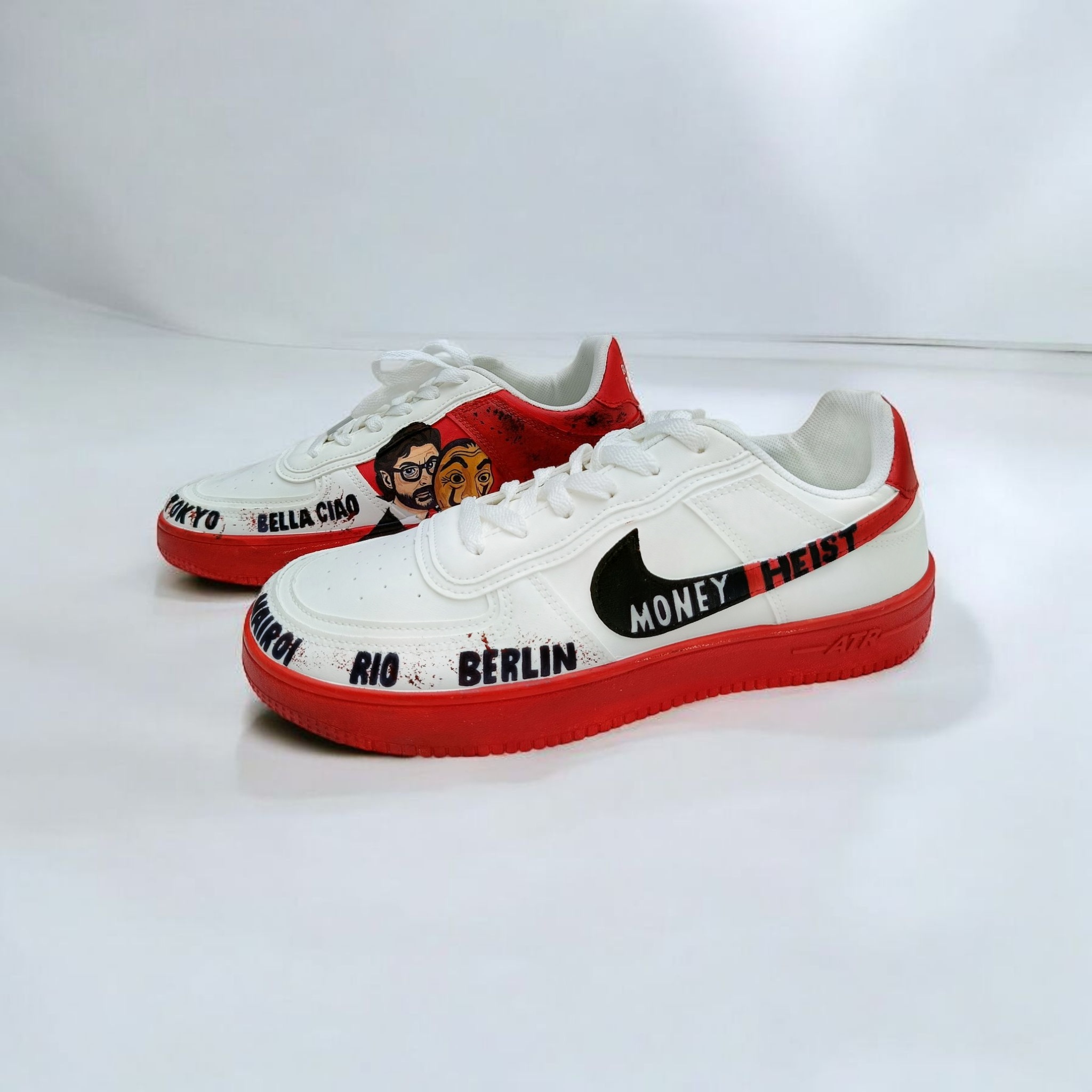 Money hiest theme hand painted sneakers