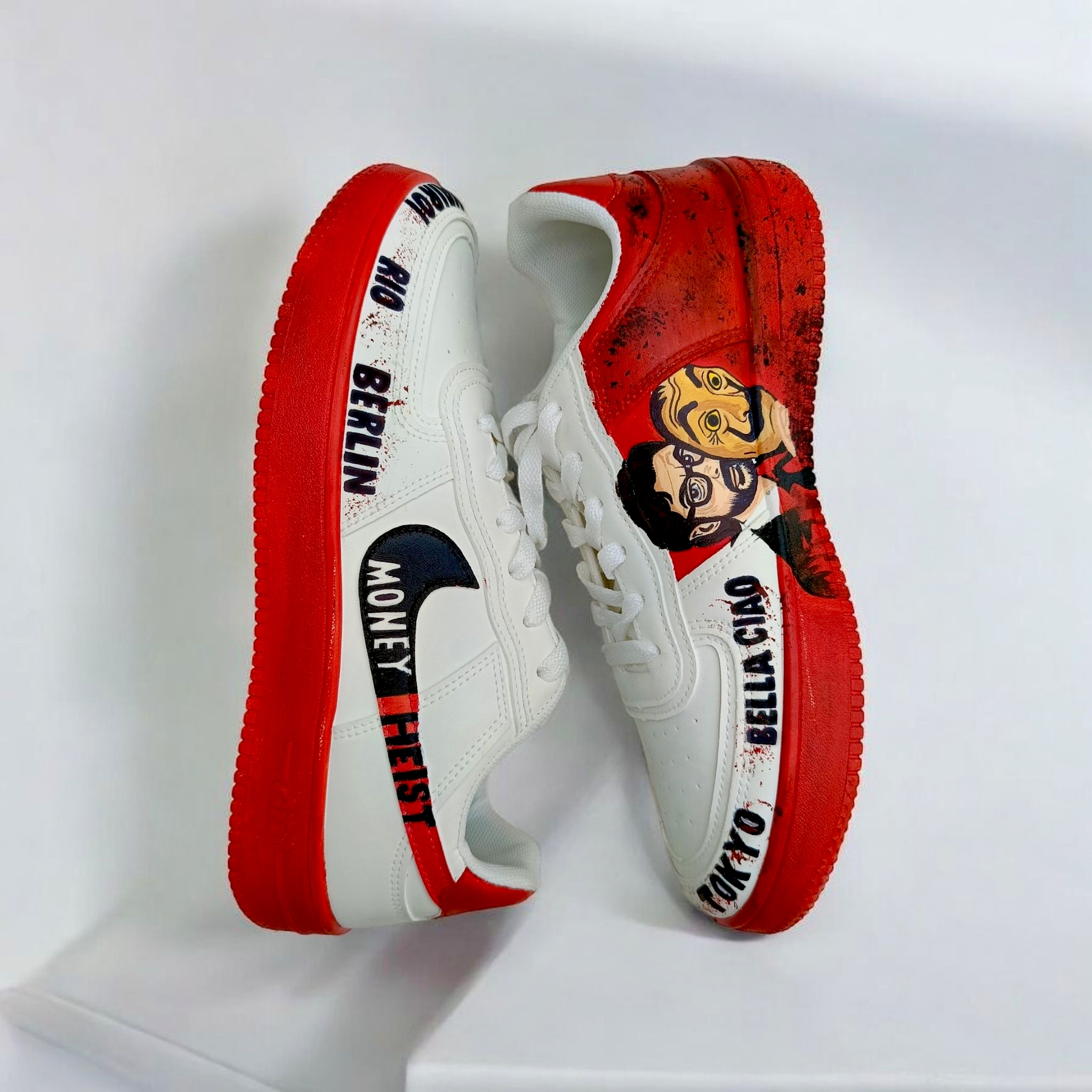 Money hiest theme hand painted sneakers
