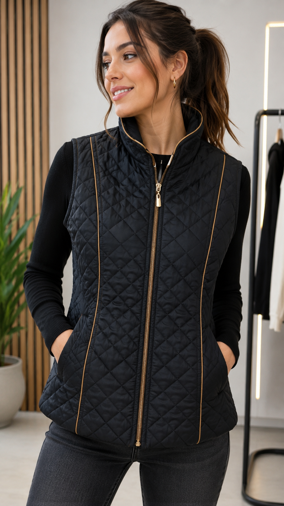 Quilted Black Vest