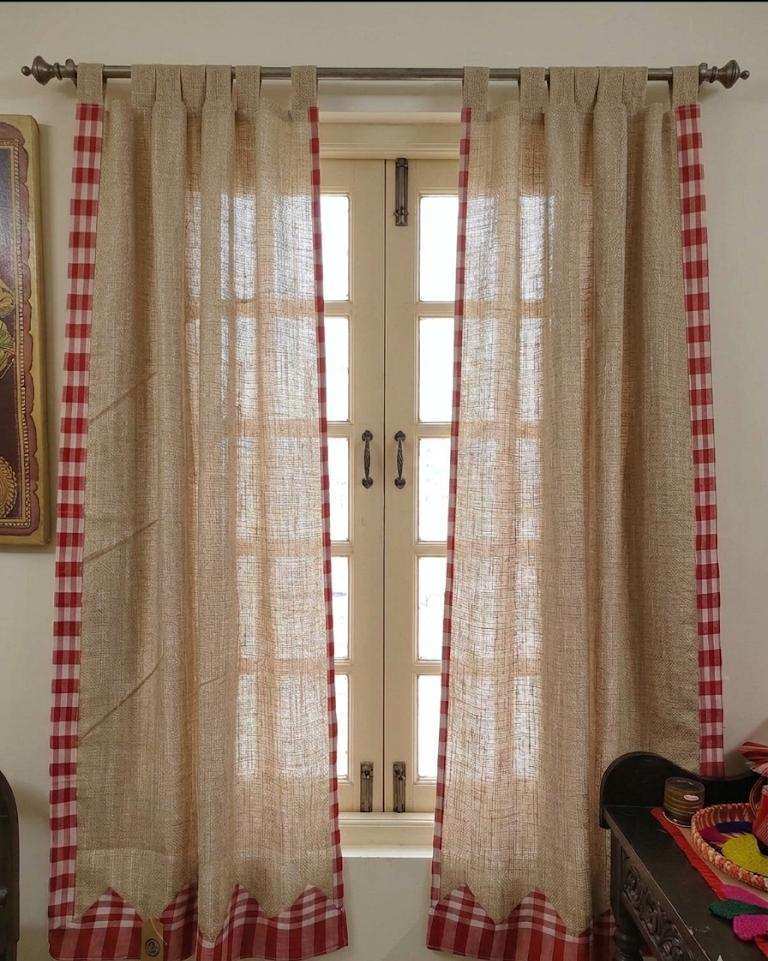 Rustic Sheer jute and gamcha Curtains