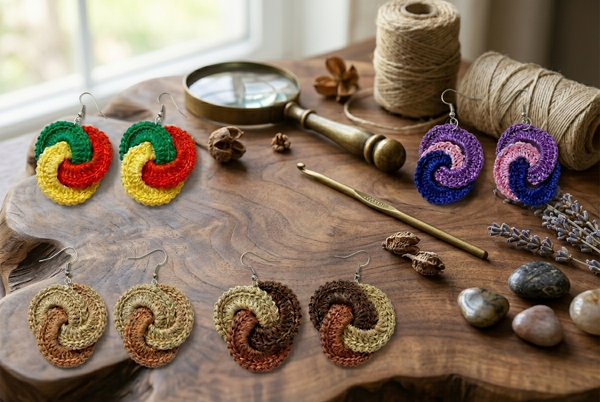 Handmade Crochet Swirl Earrings