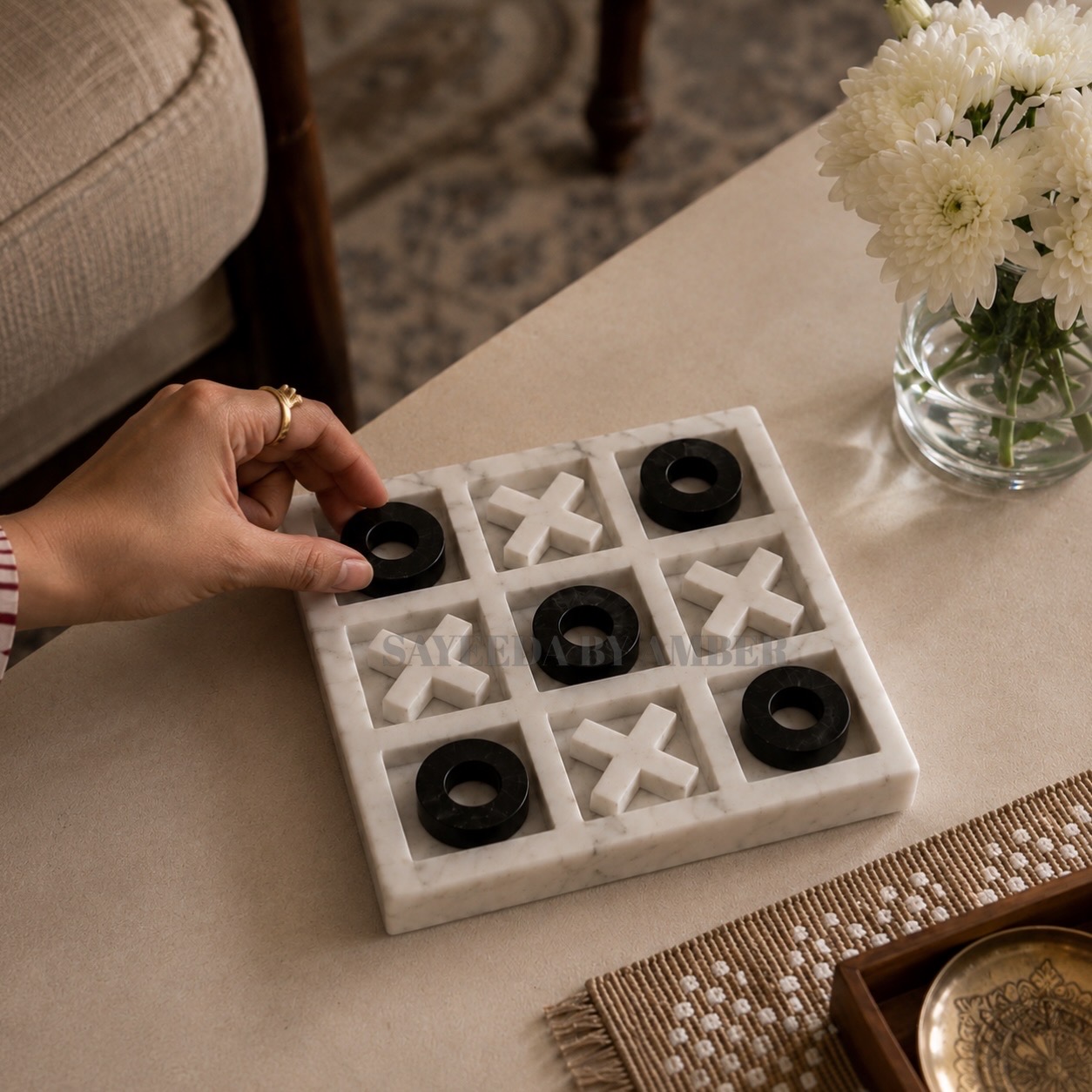 Marble tic-tac-toe set