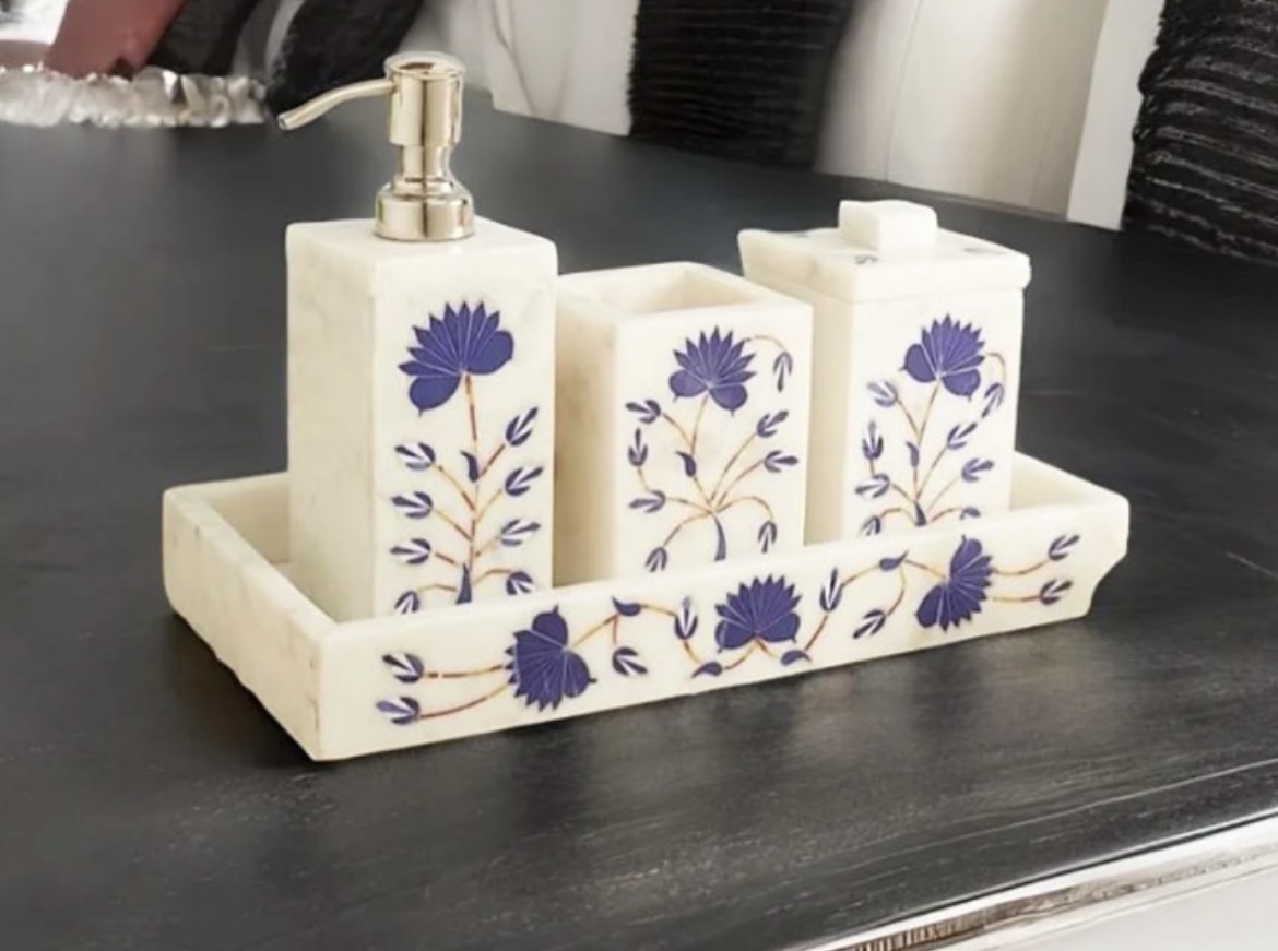 Indigo Bloom Marble Bath Set