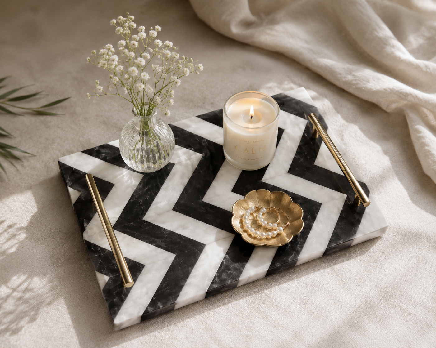 Chevron Marble Decorative Tray