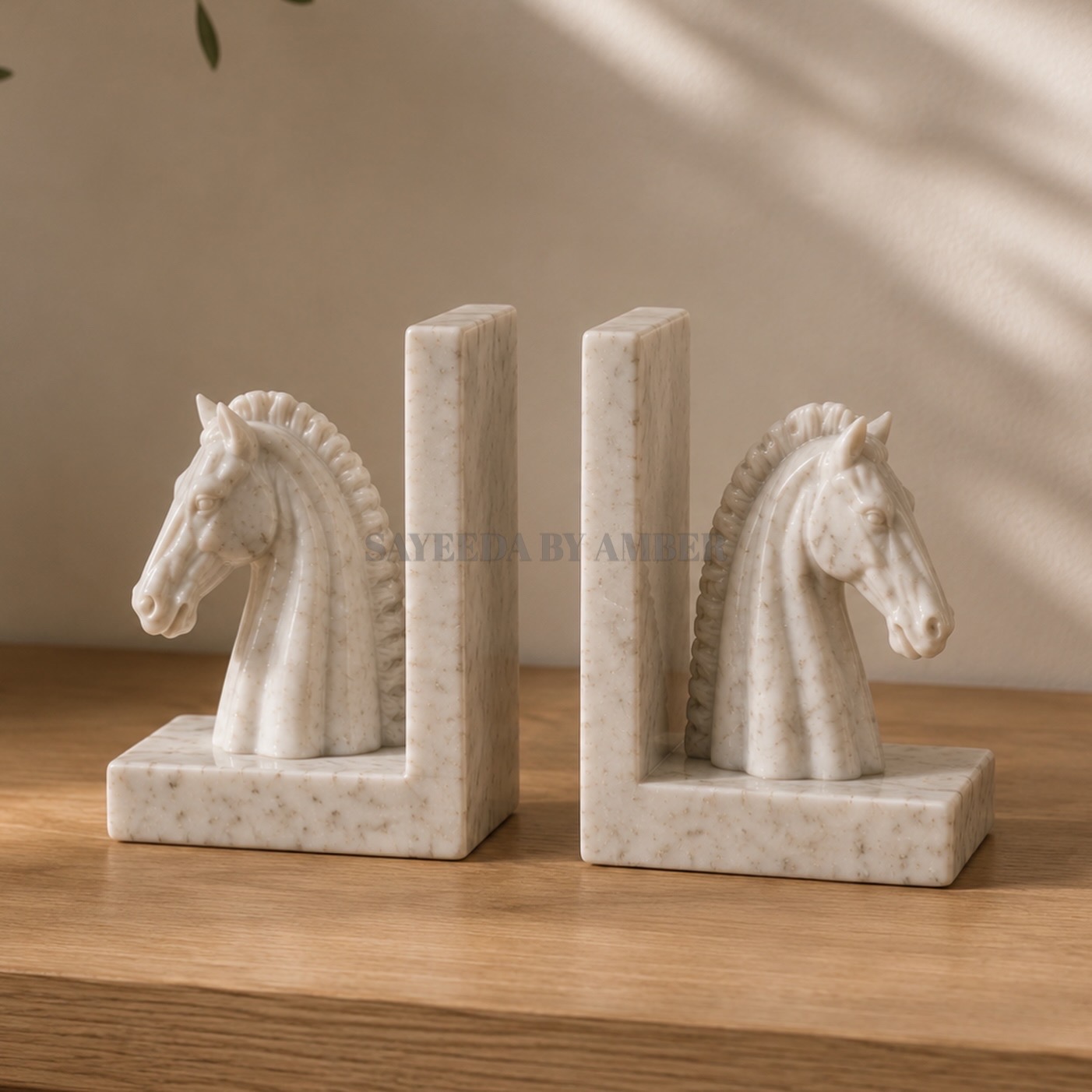 Ashwa | Marble Horse Bookends