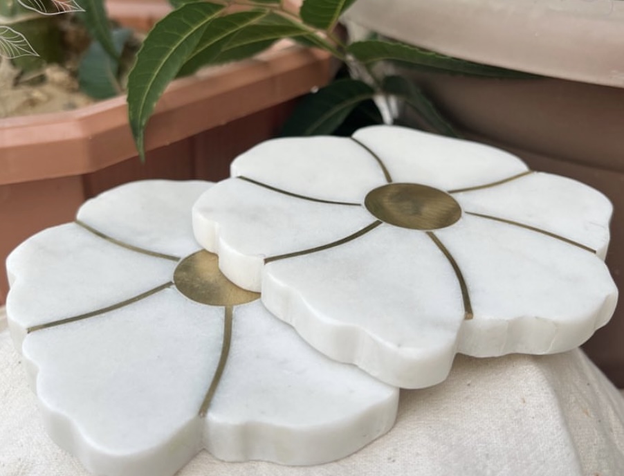 Marble Phool Coasters set of 6