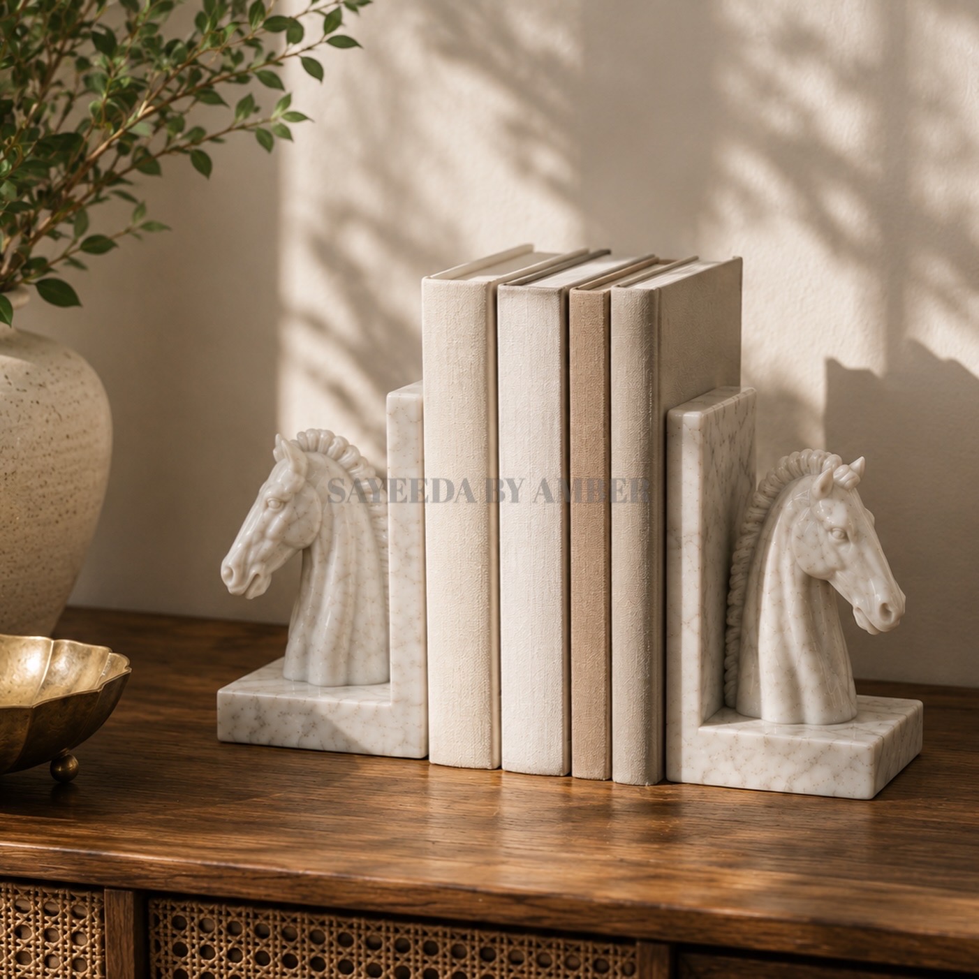 Ashwa | Marble Horse Bookends