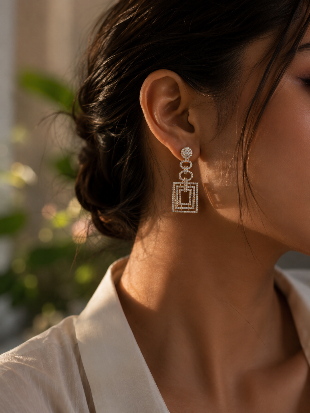 Geometric Crystal Drop Earrings