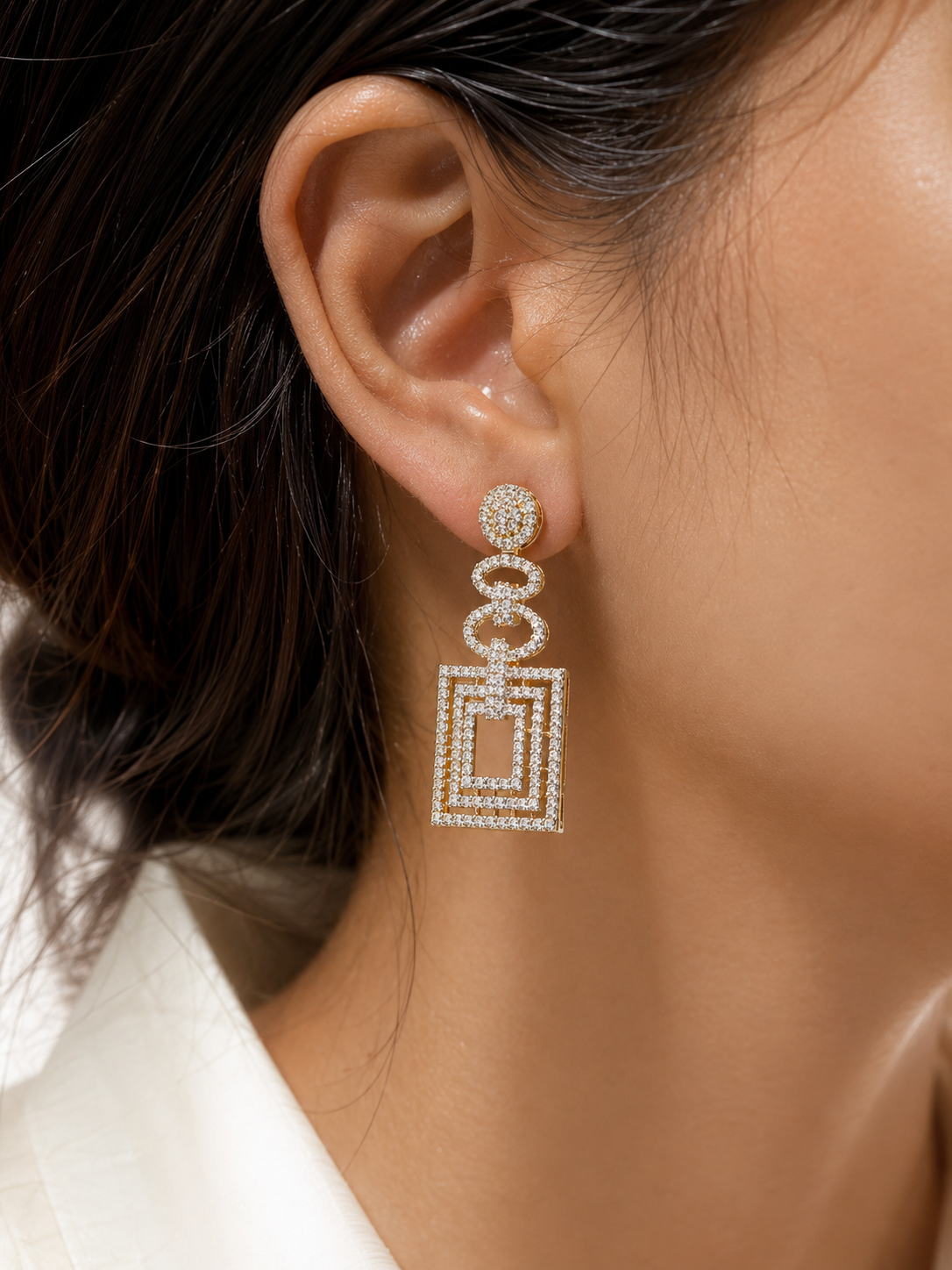 Geometric Crystal Drop Earrings