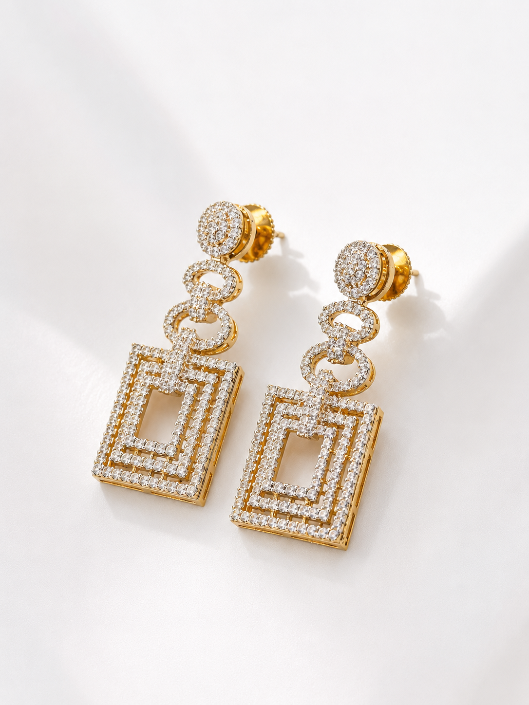 Geometric Crystal Drop Earrings