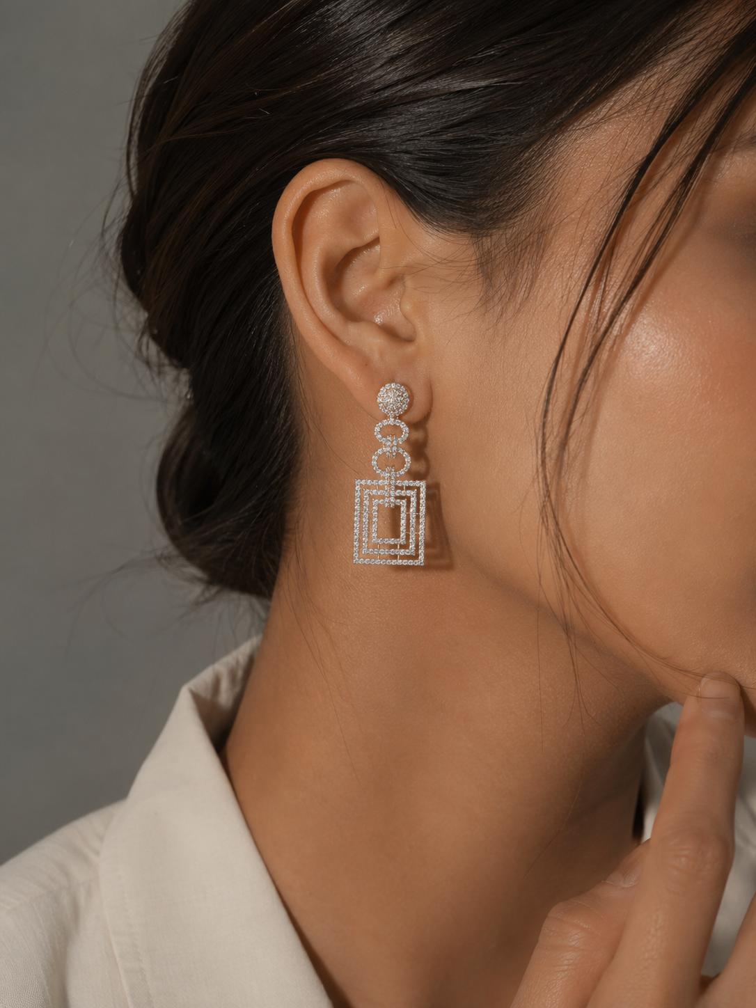Geometric Crystal Drop Earrings