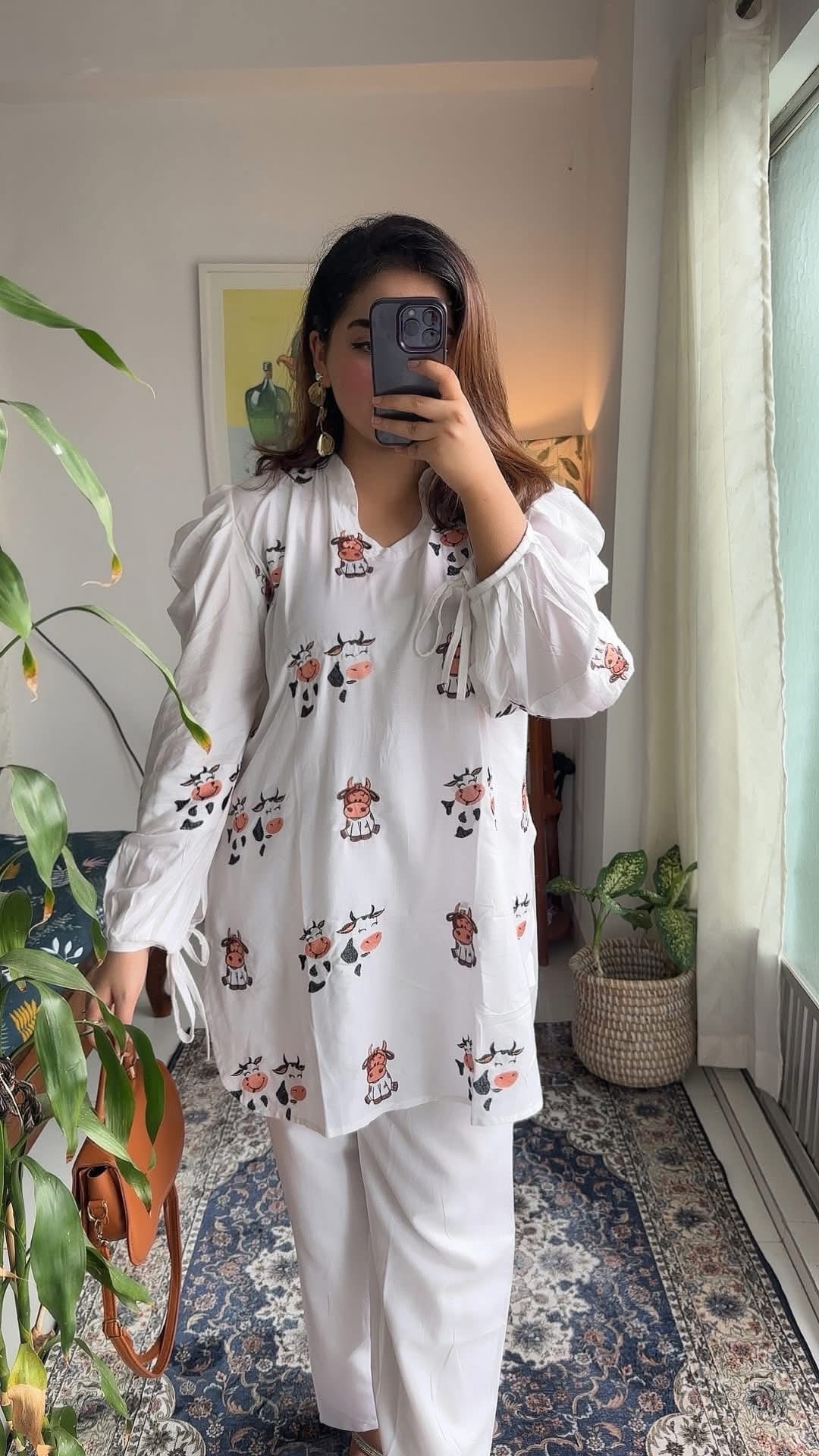 Cute Cow Embroidered Co-Ord Set 🐮🤍