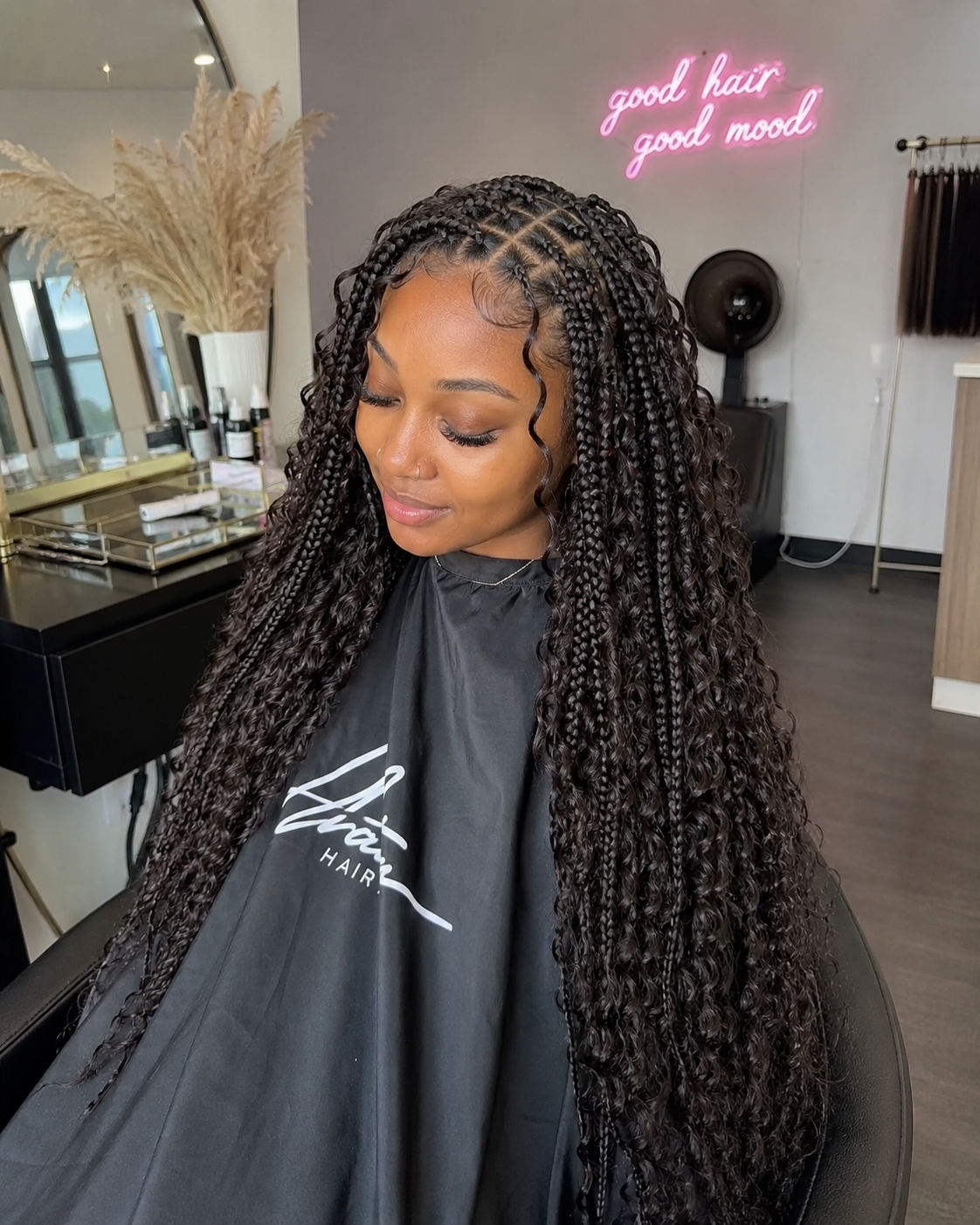 Long Box Braids with Curls