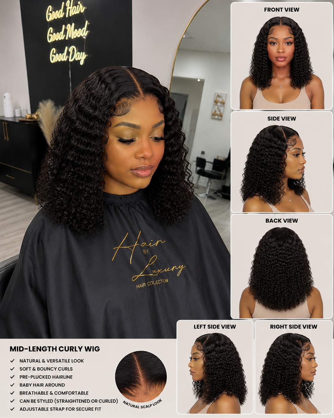 Mid-Length Curly Wig