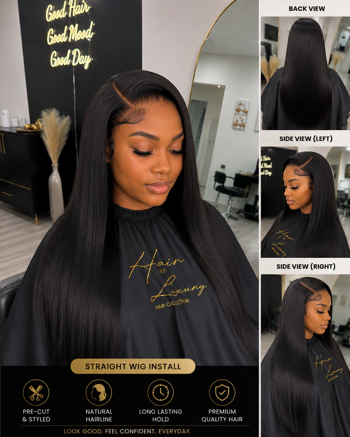 Luxury Straight Wig Install