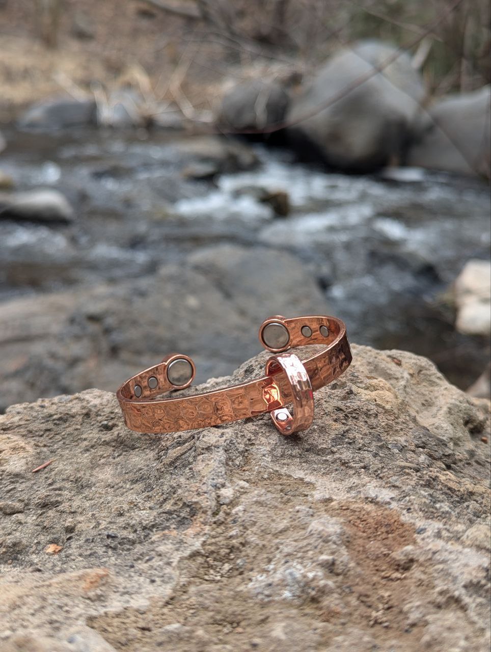 Hammered Copper Magnetic Cuff Bracelet