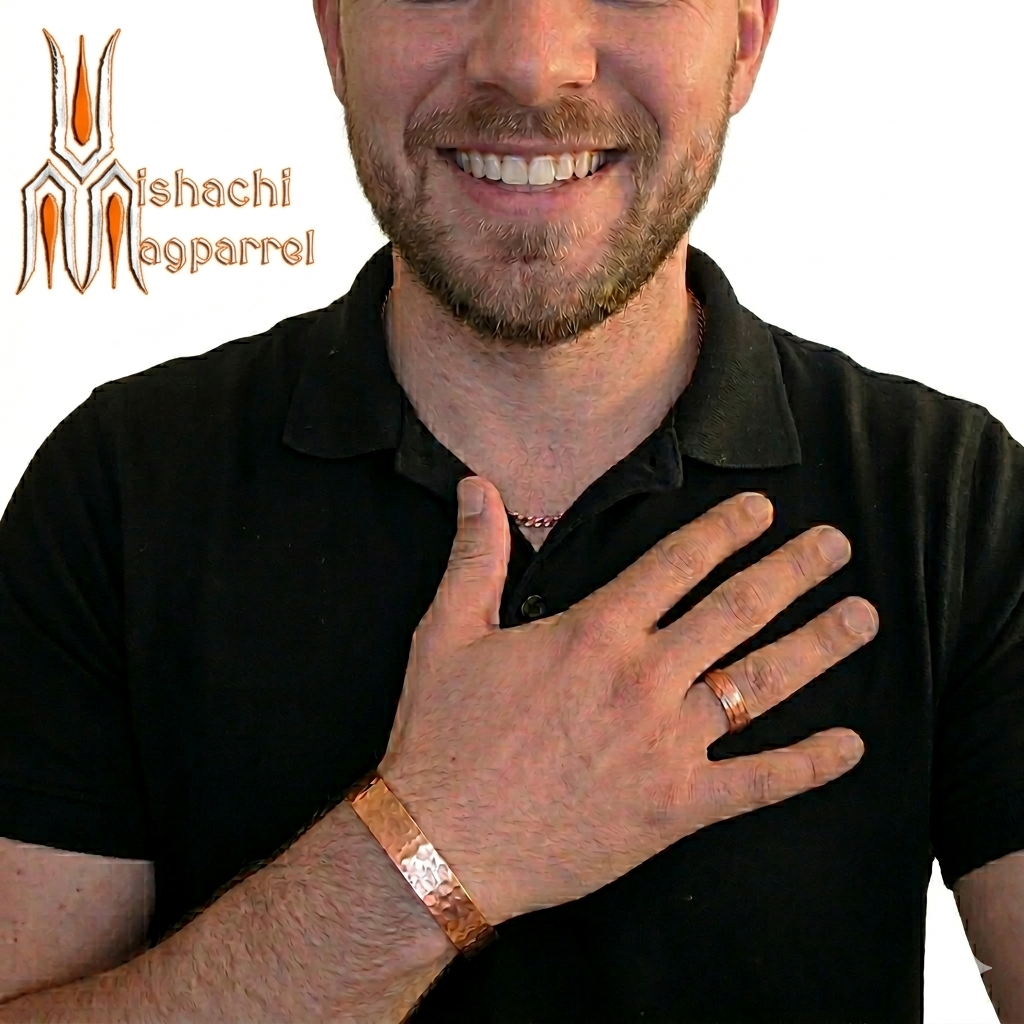 Hammered Copper Magnetic Cuff Bracelet