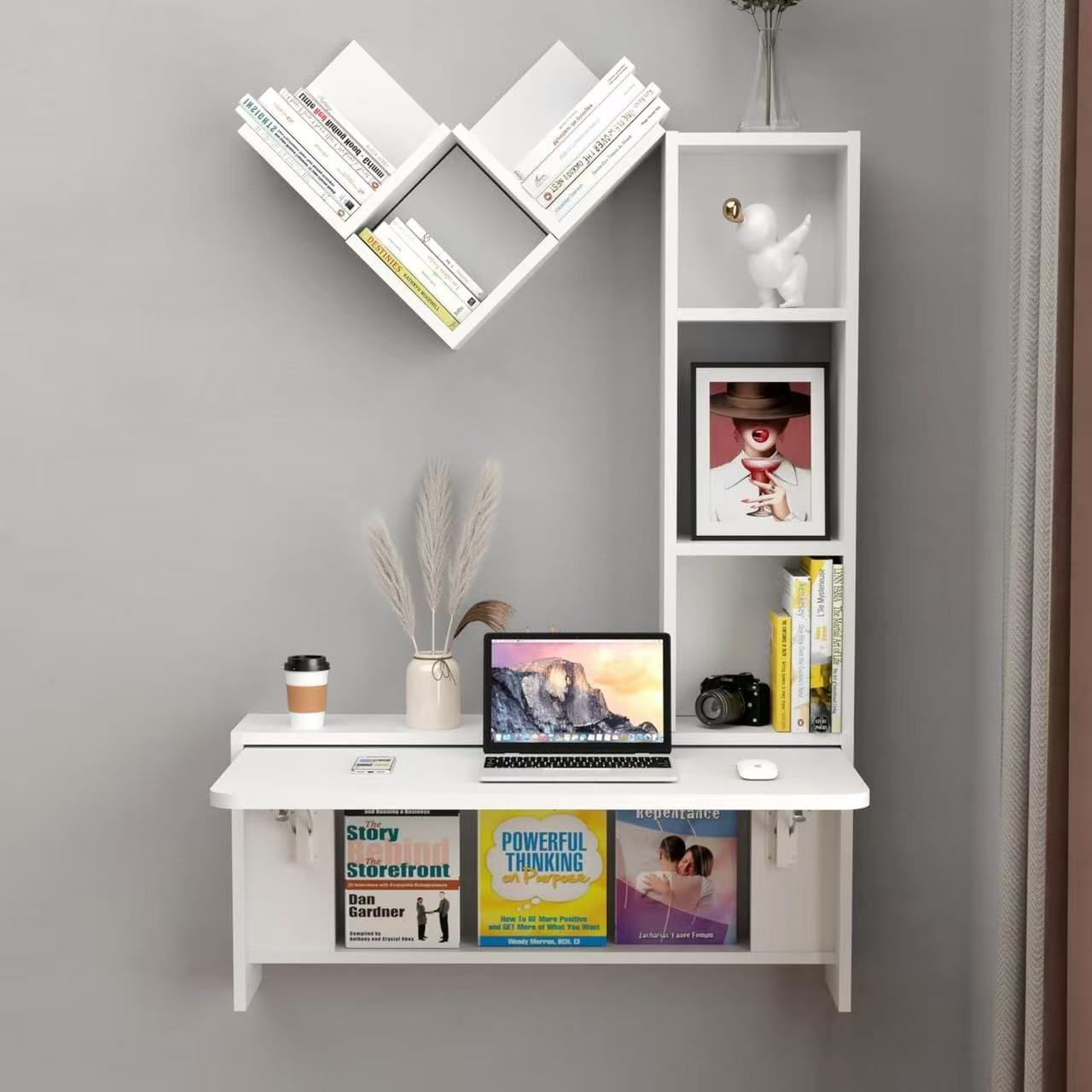 Wall Mounted Desk with Shelves