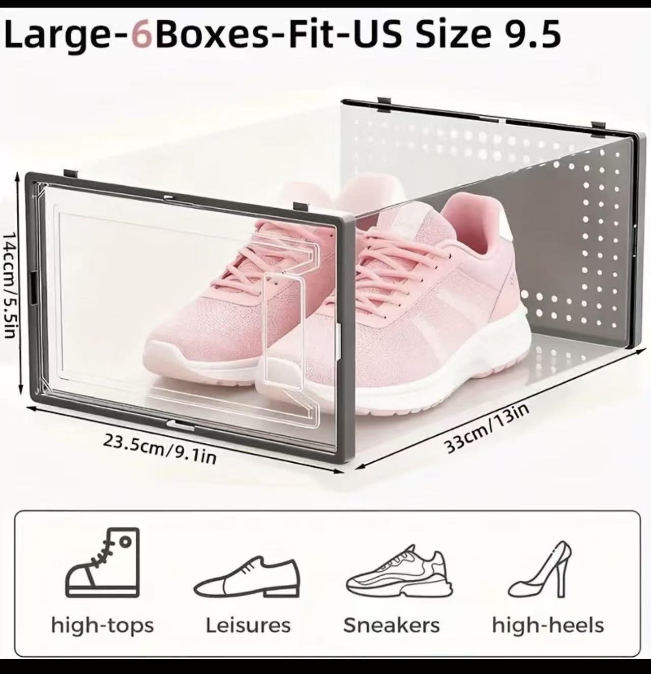 6 pack Stackable Shoe Storage Box