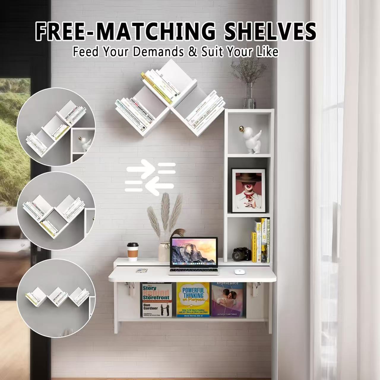 Wall Mounted Desk with Shelves