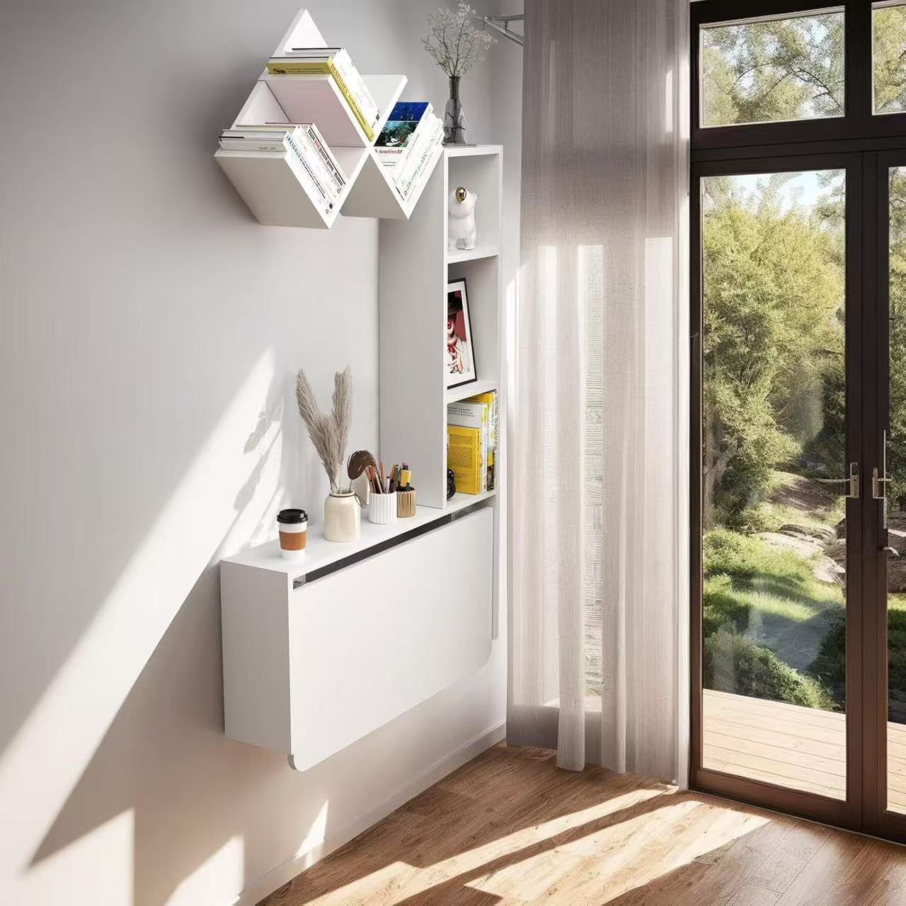 Wall Mounted Desk with Shelves