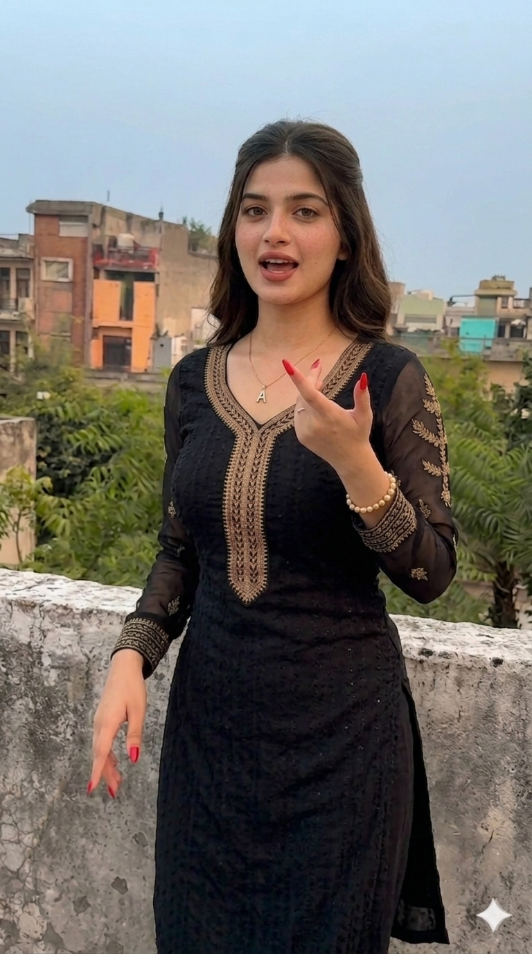 Elegant Black Embroidered Kurti