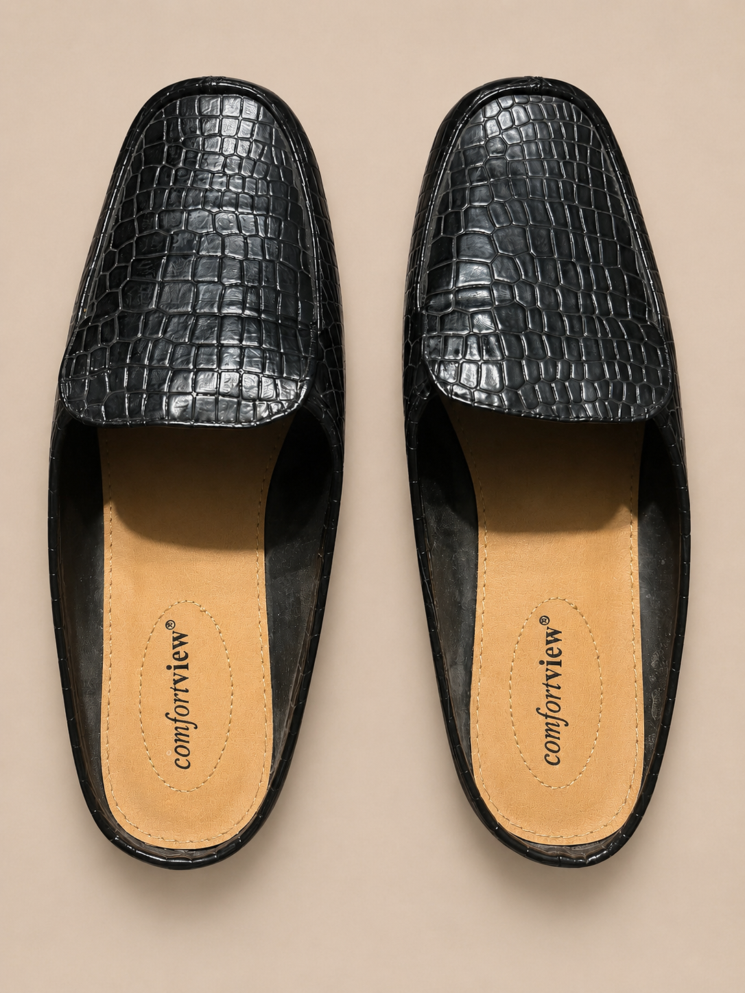Crocodile Pattern Faux Leather Mules